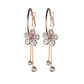 K.L.Y Women's Hoop Earrings, Cherry Blossoms, Swinging, Austrian Crystal, K18, RGP Earrings, Women's Accessories, Gift Packaging, Brass Sterling Silver Silver, Quartz