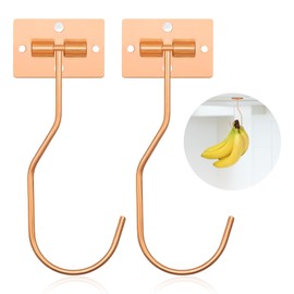 Ticway Banana Hanger Hook – Space Saving Banana Holder Hanger to Keep Bananas Fresh, Self Adhesive and Screw Banana Hook 2Pack Rose Gold
