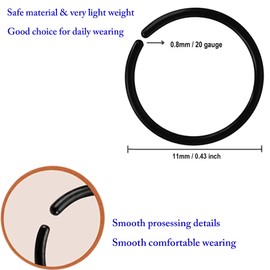 60Pcs Anti-Allergy 20G Unisex Plastic Hoop Ears Hole Retainers Hoop & Clear Nose Rings Hoop Retainer &8 Different Color for Sensitive Ears & Skin (Green)