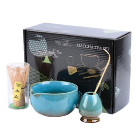 TOLASTO Matcha Set | 4-Piece Bamboo Matcha Set with Ceramic Bowl (500 ml) | Traditional Japanese Tea Ceremony Set for Matcha Latte & Breakfast | Gift for Matcha Lovers