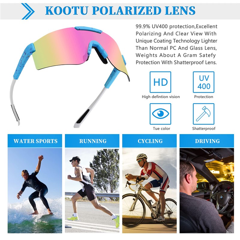 [KOOTU] Sunglasses Sports Polarized Cycling Glasses Men or Women Motorcycle