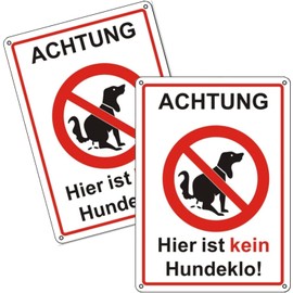 Facaii Achtung hier ist kein Hundeklo Sign Made of Sturdy Aluminium No Dog Toilet with UV Protection Sign Pack of 2