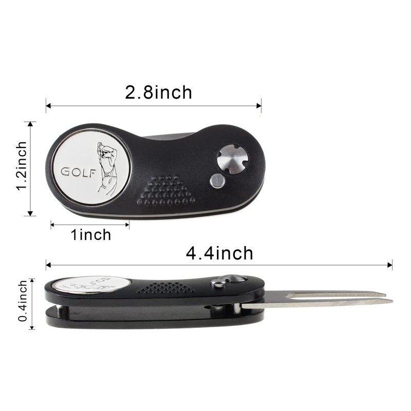 KOFULL Pitch Mark Repair Tool+2 Ball Maker+Clip Golf Pitch Mark