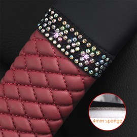 AICEL 2 Pcs Auto Seat Belt Cover, Sparkling Rhinestone Shoulder Strap for a More Comfortable Driving, Harness Pads Protect Your Neck, Accessories Compatible with All Cars and Backpack (Wine Red)