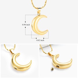 Cremation Jewelry for Ashes Moon Urn Necklace Stainless Steel Memorial Lockets Keepsakes Jewelry for Ashes Pendant - Fill kit
