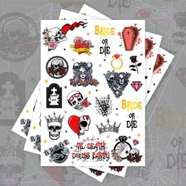 Crazy Night Bride or Die Bachelorette Temporary Tattoos - 66 Styles,Til Death Do Us Party Bach Decorations, Bridesmaid Favor, Bride to Be Gift, Bridal Shower Supplies