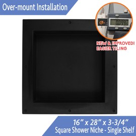 Over Mount Installation SHOWER CUBE Ready For Tile Waterproof Leak Proof Bathroom Recessed Shower Shelf Shower Niche Organizer Storage For Shampoo and Toiletry Storage (16" x 16", Black)