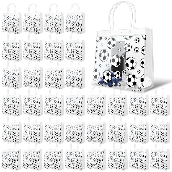 Demonwer 36 Pcs Soccer Clear Goodie Bag with Handles PVC