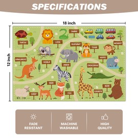 Zoo Linen Placemats Set of 4, Animals Waterproof Washable Place Mats for Toddlers and Kids 12x18 Inch, Baby Table Mat for Restaurant Outdoor Indoor Party Kitchen Dining Decoration-04