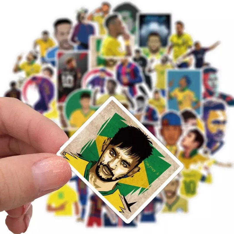 Neymar Futbol 50 Calcomanias Stickers Pvc Contra Agua Brazil