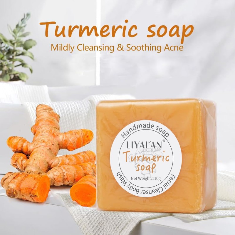 LIYALAN Turmeric Soap Bar 3.88 oz X 2Bars for Face