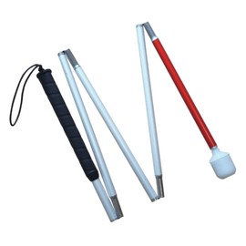 White Cane, Aluminum Mobility Folding Cane for the Blind (Folds Down 5 Sections),125 cm (49.2 inch)
