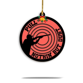 Male Shooting Sporting Clays Shotgun Wooden Ornament, Clay Pigeon Skeet Trap Shooter Ornaments for Christmas Tree, Hanging Keepsake Decorations, Gifts for Shooting Sports, Sporting Clay Competition