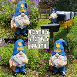 Mood Lab Garden Gnome - Funny Postman Gnome Figurine - 9.25 Inch Tall Lawn Statue - for Outdoor or House Decor
