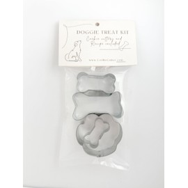 Dog Treat Kit 4-Piece Bone & Paw Print Cookie Cutter Set DIY Homemade Dog Treats with Recipe