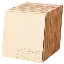 DIYDEC 40 Pack Basswood Sheets 4 x 4 x 1/16 Inch Thin Wooden Sheet Unfinished Wooden Squares Boards Balsa Plywood Wood Sheets for Crafts Architectural Models Laser Cutting Wood Burning and Drawing