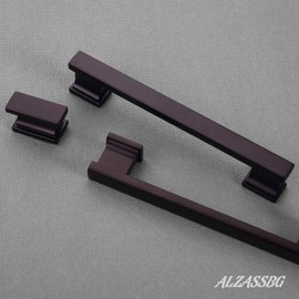 Alzassbg 10 Pack Matt Black Cabinet Pulls, 5 Inch(128mm) Hole Centers Cabinet Handles Kitchen Hardware for Cabinets and Drawers AL3061MB