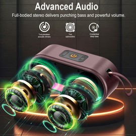 Portable Bluetooth Speaker, Punchy Bass Wireless Speaker with LED Lights, 2200mAh, Portable S peaker Up to 10H Playtime, Built-in Mic, Bluetooth 5.3, IPX6 Waterproof for Home/Party/Outdoor/Beach Red