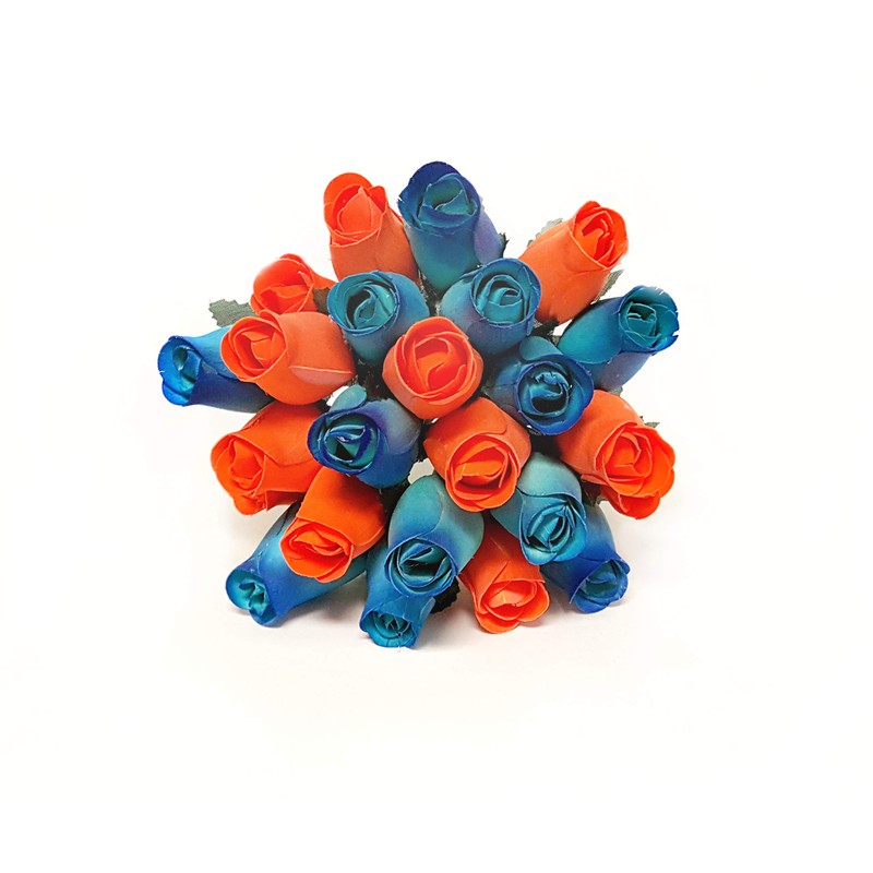 The Original 24 Realistic Wooden Roses - Blue and Orange