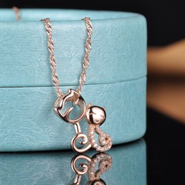 Yumilok Jewelry 925 Sterling Silver Cubic Zirconia Rose Gold Plated Lovely Cats Kitties Couple Pendant Necklace for Women/Girls