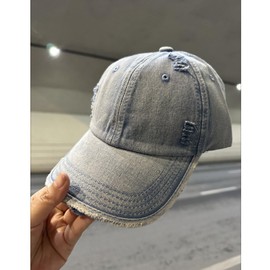 Washed Distressed Vintage Baseball Cap Unconstructed Cotton Dad Hat Trendy Trucker Hat for Womens Headwear (US, Alpha, One Size, Blue)