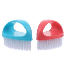 WOONEKY 2Pcs Nail Cleaning Brushes for Fingernail Scrubbing Durable Candy Color Manicure Tools Nordic Blue and and for Salon and Home Use