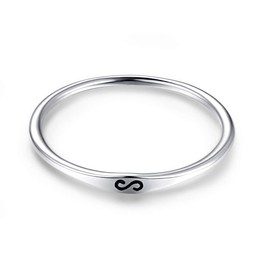 BONLAVIE Girls Lettering Stackable Thin Rings Simple 925 Sterling Silver Anniversary Wedding Promise Band Unisex Size, stone