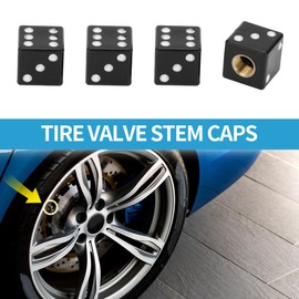 A ABSOPRO Tire Valve Stem Caps 15x15MM Car Wheel Valve Cap ABS Black Dice Shape for Car Bike Motorcycle Truck Anti Crash Tyre Valve Stem Cover Valve Dust Cap Tire Valve Cap 4 Pcs