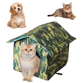 HOMURY Outdoor Cat House: Foldable Cat House, Washable, Weatherproof and Warm, Outdoor Pet House, Oxford Pet House for Stray Pets, for Small Dogs, Cats (Camouflage)