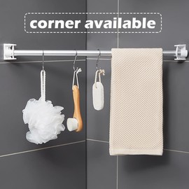 LELE LIFE 8pcs 360 Rotating Ring Curtain Rod Brackets, No Drilling, Unlimited Installation Angle, Self Adhesive Tension Rod Curtain Holders Hangers, White
