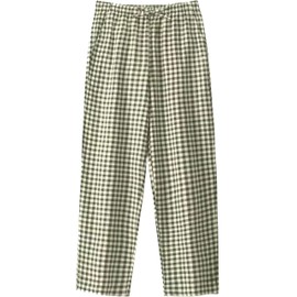 Jomoku Men's Pajama Bottoms, Room Pants, 100% Cotton, Thin, Loungewear, Organic Cotton, Skin-friendly, Breathable, Sweat Absorbent, Quick Drying, Relaxing Wear, Spring, Summer, Autumn, green