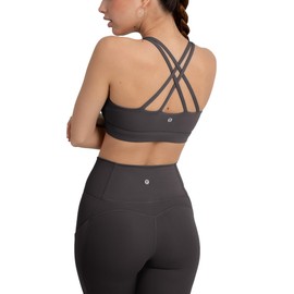 YITTY Active Women's Ultraluxe Strappy Medium Impact Bra, Athleisure, 4-Way-Stretch, Onyx, XXL/1X