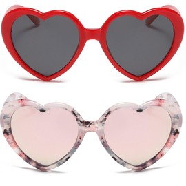 Heart Sunglasses for Women, Polarized Heart Shaped Sunglasses with UV Protection Heart Style Retro Glasses