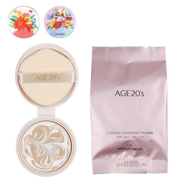 Age20s AGE20s Pact Essence Cover Pact Latest Flora Edition Refill, Flora Pink+Blue No. 21, 4 original products