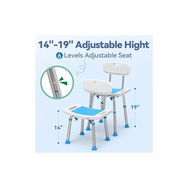 Loyoda Shower Chair for Inside Shower with Removable Back, Adjustable