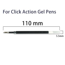 24 Pcs Retractable Black Gel Ink Refills, 0.7 mm Point Black Ink