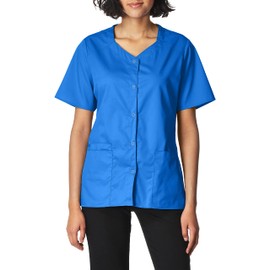 WonderWink Women's Wonderwork Short Sleeve Snap Jacket, Royal, Medium