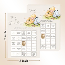 Winnie Baby Shower Games, Find The Guest Bingo, Baby Shower Game Cards, Set of 30, Winnie The Pooh Party Favors, Baby Shower Party Games Supplies & Activities, Baby Shower Decorations