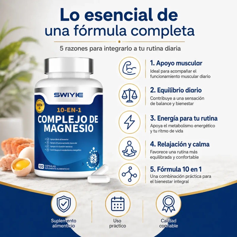 Swiyie Magnesio Complex Uso Diario Bienestar Para Adultos