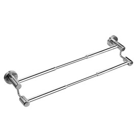 Retractable Towel Rail High-Low Double Rod Bathroom Hand Towel Holder Stainless Steel Towel Rack Kitchen Towel Bar Adjustable from 15.1 to 24.4 Inch Wall Mount Towel Rail with Screws| Polished Silver
