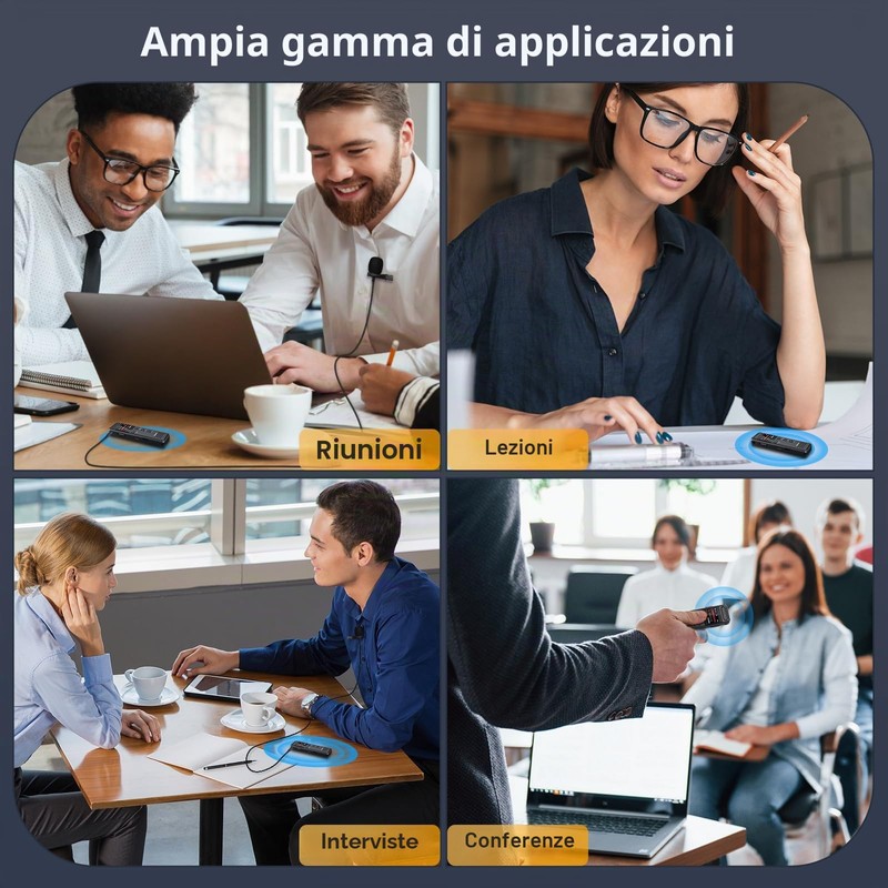 Registratore Vocale Professionale 100 Ore, Supporta Schede di Memoria