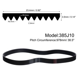 uxcell 2pcs 385J10 PJ V-Ribbed Belt 10 Ribs 38.5" Length x 0.92" Width x 0.14" Height, EPDM Rubber Poly V Belt, Multi Wedge Micro V Belt