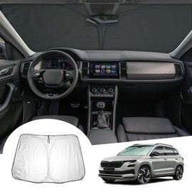 GAFAT Kompatibel mit Skoda Karoq/SE 2017-2024 Sonnenschutz Frontscheibe Innen, Karoq ab 2017 Windschutzscheibe Sonnenschirm Sonnenblende, Abkühlung, UV Schutz, Karoq Zubehör