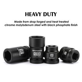 MIXPOWER 8PCS 1"Drive Impact Socket Set, 17mm, 21mm, 13/16" Square Socket, 1-1/2" Budd Wheel Socket, 33mm, 35mm, 38mm, 41mm Deep Impact Socket, 1" Drive Truck Tire Service Socket Set