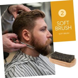 Baluue Beard Oil Brush Elliptical Curved Beechwood Bristle Cleaning Brush Beard Care Tool Male Supplies Portable for Travel