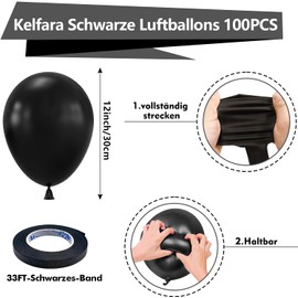 Black Balloons Kelfara Party Balloons 100 Pcs 12 Inch Black Latex Balloons for Birthday Weddings Anniversary Graduation Black Theme Party Decorations