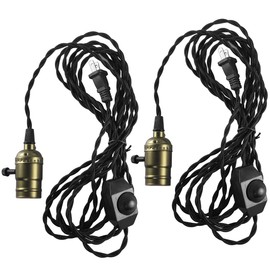 15FT Vintage Pendant Light Cord with Dimmer, Hanging Light Cord with Plug, Industrial DIY Lamp Kit(2 Pack)