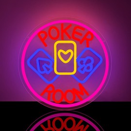 RuCvixkt Poker Room Neon Sign for Wall Decorations, Playing Cards USB Powered Light for Poker Room Man Cave Club Pub Bistro Home Bar Party Bedroom Decor