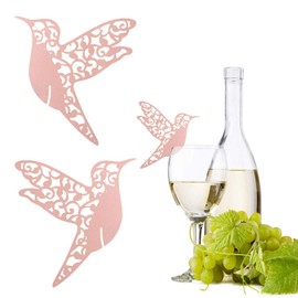 GOTOTOP Paquete de 50 Tarjetas de Nombre de Colibrí de Marfil Cortadas con Láser para Mesa de Boda de Pájaro, Decoración de Recepción de Nombre de Mesa Personalizada, Tarjetas de Invitados de(Rosado)