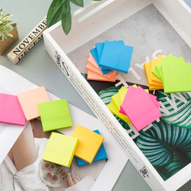 (24 Pack) Sticky Notes 2x2 in（50X50mm）,6 Colors Post Self Stick